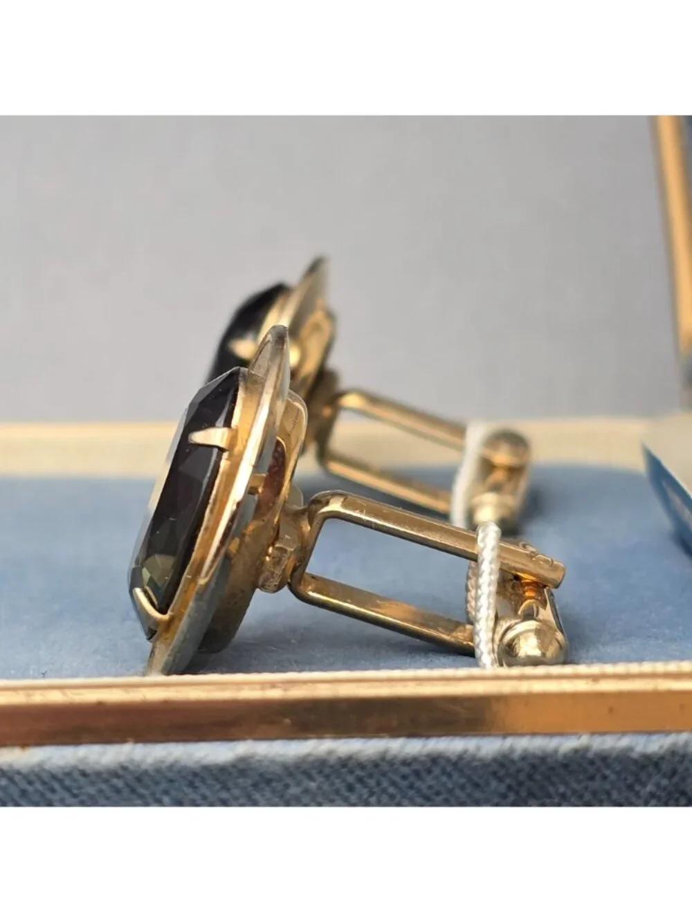 Vintage Dante Edizione Limité Tourmaline Gold Tone Cufflinks NOS Formal Jewelry